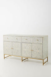 Santiago Inlay 2Dr 4 Door Scroll Vine Sideboard - Grey - Furniture Castle